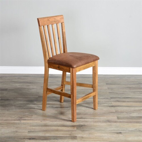 Sunny Designs Sedona 24  Wood Slatback Barstool with Cushion Seat in Rustic Oak Perspective: bottom