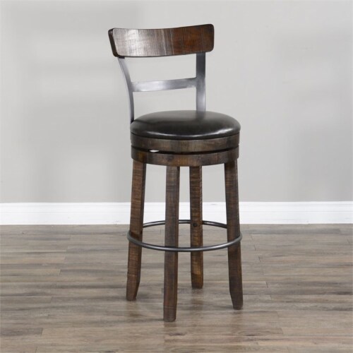 Sunny Designs Homestead 30  Wood Swivel Barstool with Back in Tobacco Leaf Perspective: bottom
