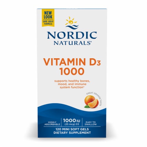 Nordic Naturals® Vitamin D3 Soft Gels 250mcg 1000 IU Perspective: bottom