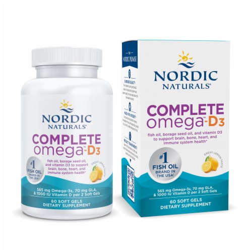 Nordic Naturals® Lemon Flavored Complete Omega™-D3 Soft Gels 565mg Perspective: bottom