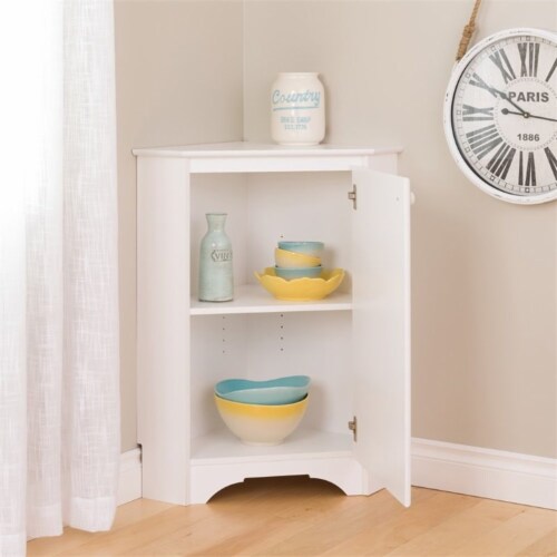 Prepac Corner Storage Cabinet in Elite White Perspective: bottom