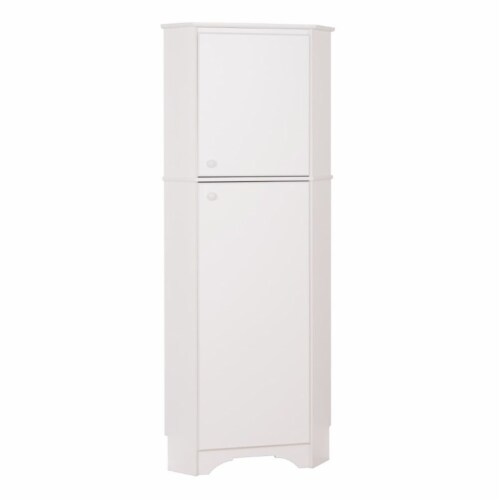 Prepac Elite Tall 2 Door Corner Storage Cabinet in White Perspective: bottom