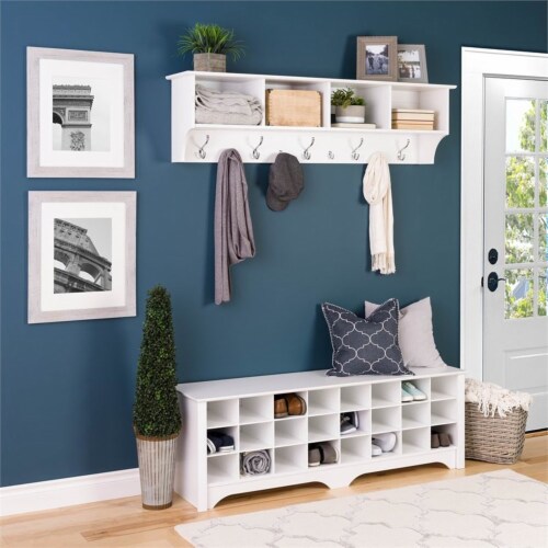 Prepac 60 Shoe Cubby Bench in White 1 Fred Meyer