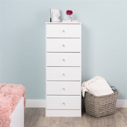 Prepac Astrid 6 Drawer Tall Chest in White 1 Fry s Food Stores