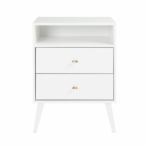 Prepac milo mid century discount modern 2 drawer nightstand