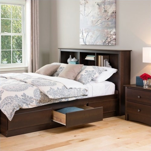 Prepac king bookcase shop headboard espresso