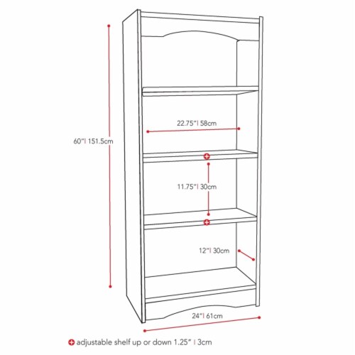 Corliving Hawthorn 60  Tall 4 Shelf Bookcase in Frost White Perspective: bottom