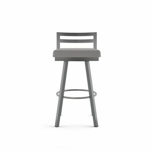 Amisco Derek 30.75  Polyester Swivel Bar Stool in Heather Light Gray/Glossy Gray Perspective: bottom