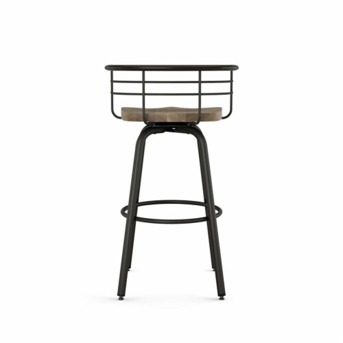 Amisco Brisk 29  Distressed Wood Swivel Bar Stool in Beige/Gun Metal Perspective: bottom