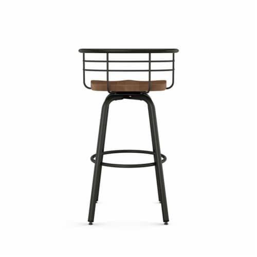 Amisco Brisk 25  Distressed Wood Swivel Counter Stool in Brown/Gun Metal Perspective: bottom