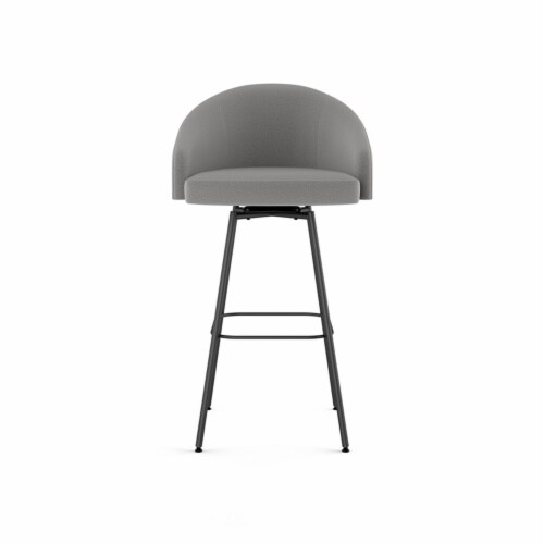 Amisco Nelly 31  Polyester Swivel Bar Stool in Heather Light Gray/Black Perspective: bottom