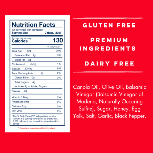 Yo Mama's Foods Honey Balsamic Vinaigrette Salad Dressing and Marinade (4) 13 OZ Bottles Perspective: bottom