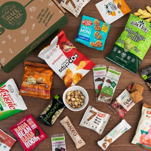 SNACK ATTACK VEGAN SNACKS CARE PACKAGE - [20 COUNT] Perspective: bottom