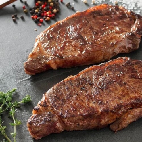 Greensbury Organic Grass-Fed New York Strip (10 Steaks, 10oz each) Perspective: bottom