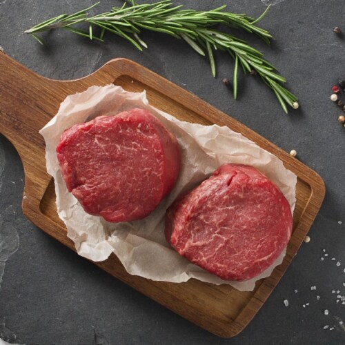 Greensbury Organic Grass-Fed Filet Mignon, Hand Trimmed (10 Steaks, 6oz each) Perspective: bottom