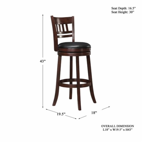 Lexicon Shapel Faux Leather Swivel Bar Stool in Dark Cherry Perspective: bottom