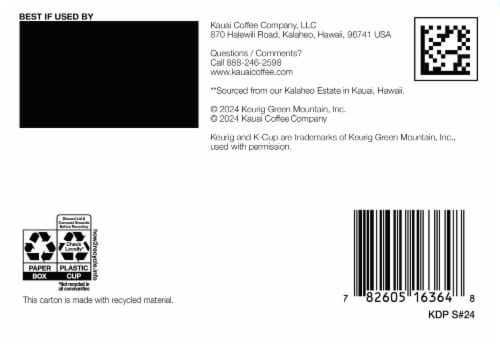 Kauai Island Sunrise Mild Roast K-Cup Coffee Pods Perspective: bottom