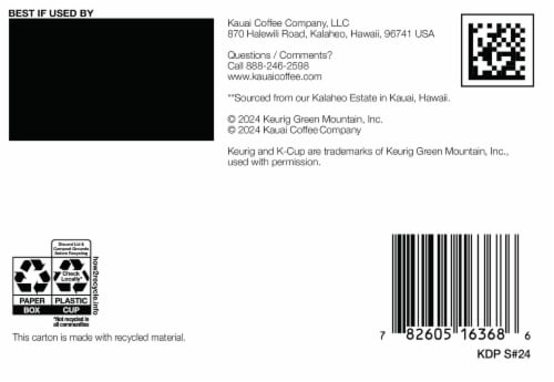 Kauai Na Pali Coast Dark Roast K-Cup Coffee Pods Perspective: bottom