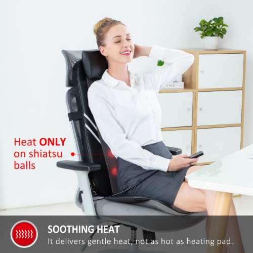 Shiatsu Massage Cushion with Heat, Full Back Massager with Vibration, Deep  Kneading Rolling Massage Chair Pad