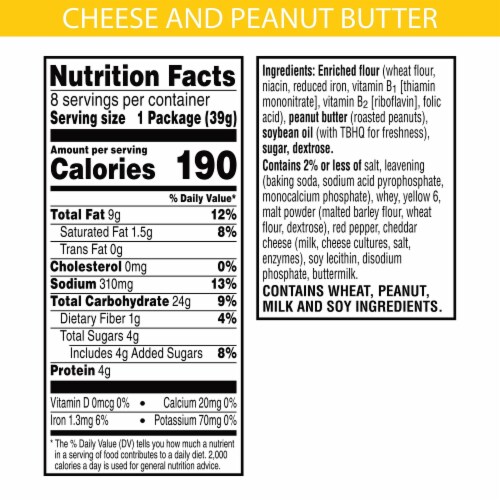 Keebler Sandwich Crackers, Cheese & Peanut Butter (Pack of 6) Perspective: bottom