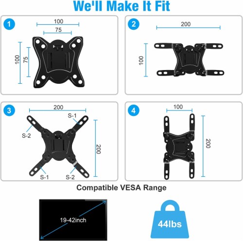 C-MOUNTS 19-43 Inch Flat Curved Screen Full Motion TV Monitor Wall Mount TV Bracket Perspective: bottom