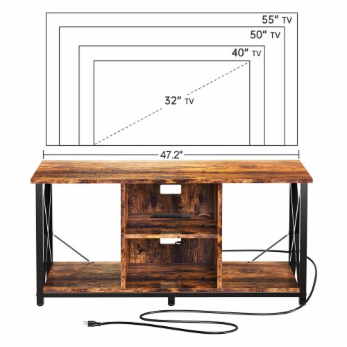 Fabato Wood 55 Inch TV Stand Entertainment Center w 4 Socket Plug In Station 1 Piece Gerbes Super Markets