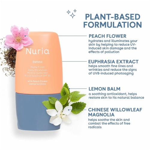 Nuria Defend Matte Finish Moisturizer SPF 30, Mineral Sunscreen Moisturizer with Peach Perspective: bottom