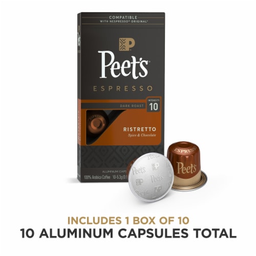 Peet's® Espresso Ristretto Dark Roast 10 Aluminum Coffee Capsules Perspective: bottom