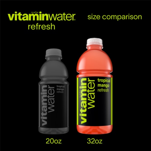 vitaminwater® Refresh Tropical Mango Flavored Bottled Water Beverage Perspective: bottom