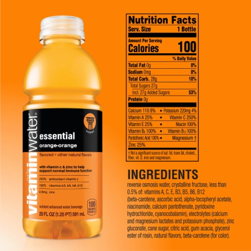 Vitaminwater® Essential Orange Flavored Bottled Water Perspective: bottom