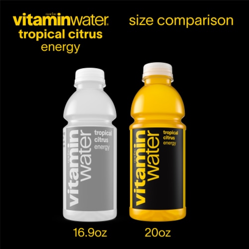 vitaminwater® Energy Tropical Citrus Flavored Bottled Water Beverage Perspective: bottom
