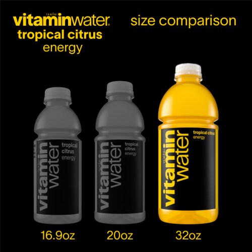 vitaminwater® Energy Tropical Citrus Flavored Bottled Water Beverage Perspective: bottom
