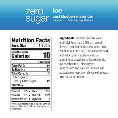 Vitaminwater® Zero Electrolyte Enhanced Ice Blueberry Lavender Flavored Bottled Water Perspective: bottom