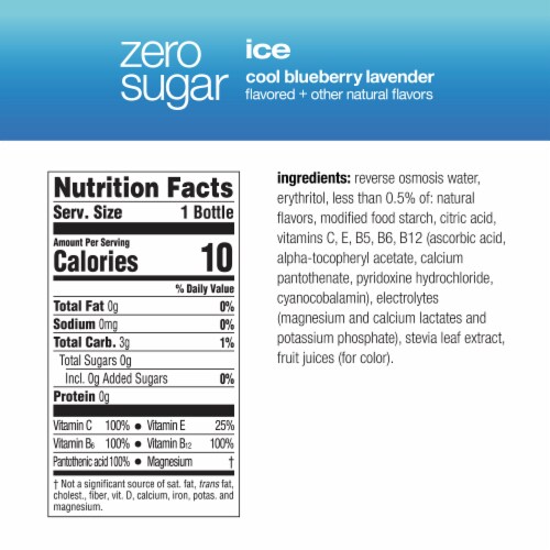 Vitaminwater® Zero Electrolyte Enhanced Ice Blueberry Lavender Flavored Bottled Water Perspective: bottom