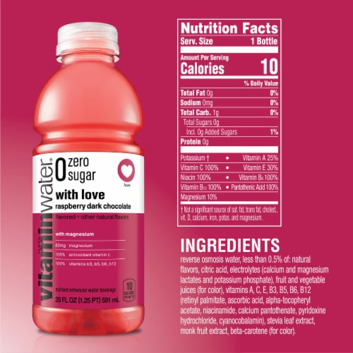 Vitaminwater® With Love Raspberry Dark Chocolate Flavored Bottled Water Perspective: bottom