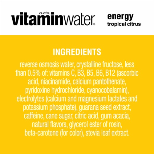 vitaminwater® Energy Tropical Citrus Flavored Bottled Water Beverages Perspective: bottom