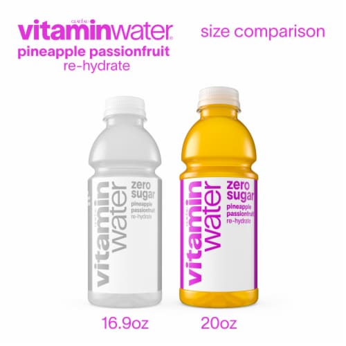 vitaminwater® Re-Hydrate Pineapple Passionfruit Zero Sugar Flavored Bottled Water Beverage Perspective: bottom