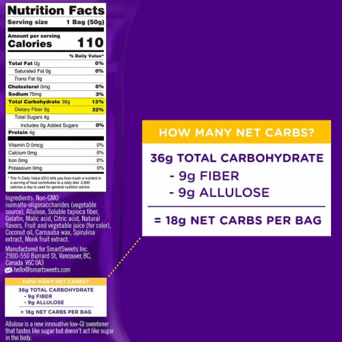 Smart Sweets Gummy Worms with Low Sugar (4g), Low Calorie, (Pack of 1) Perspective: bottom