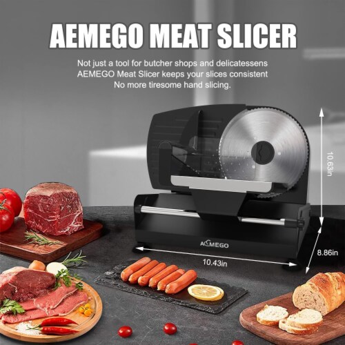 Electric Meat slicer for Home Use 200W Aemego Food Slicer with Removable Stainless Steel Bl 1 unit Foods Co