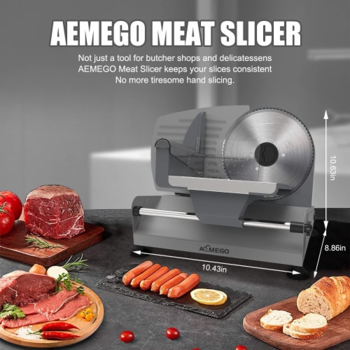 Electric Meat slicer for Home Use 200W, Aemego Food Slicer with