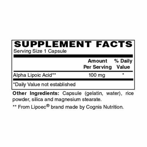 Holly Hill Health Foods, Alpha Lipoic Acid 100 MG, 60 Capsules Perspective: bottom