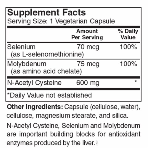 Holly Hill Health Foods, NAC 600 (N-Acetyl Cysteine), 120 Vegetarian Capsules Perspective: bottom
