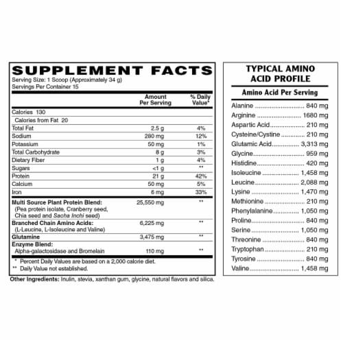Holly Hill Health Foods, Vegan Plant Protein Powder, Vanilla, 1.1 Pound Perspective: bottom