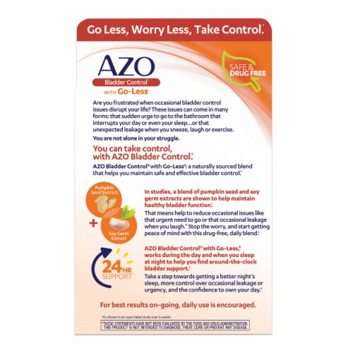 Azo Bladder Control® with Go-Less® Dietary Supplement Capsules Perspective: bottom