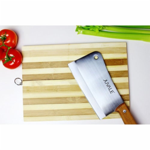 Meat Cleaver, Heavy Duty Knife with Solid Wood Handle (Stainless Steel, 8-in)