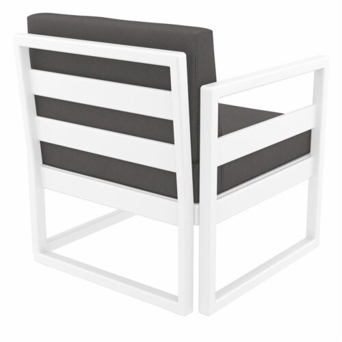 Siesta ISP131-WHI-CCH Mykonos Patio Club Chair with Sunbrella Charcoal Cushion - White Perspective: bottom