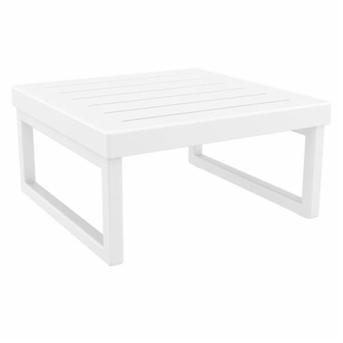 Siesta ISP137F-WHI-CNA Mykonos Ottoman with Sunbrella Natural Cushion - White Square Perspective: bottom