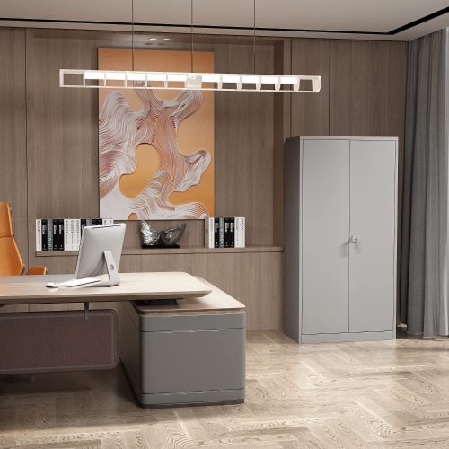 Aobabo 72 Inch Rolling Locking Storage Cabinet with Adjustable Shelves, Gray Perspective: bottom