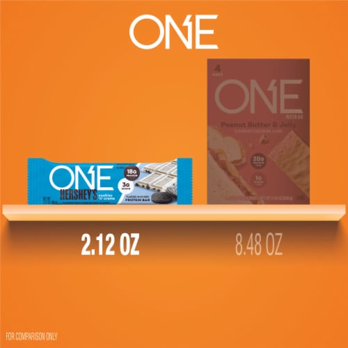ONE HERSHEY'S Cookies 'n' Creme Flavored Protein Bars Perspective: bottom