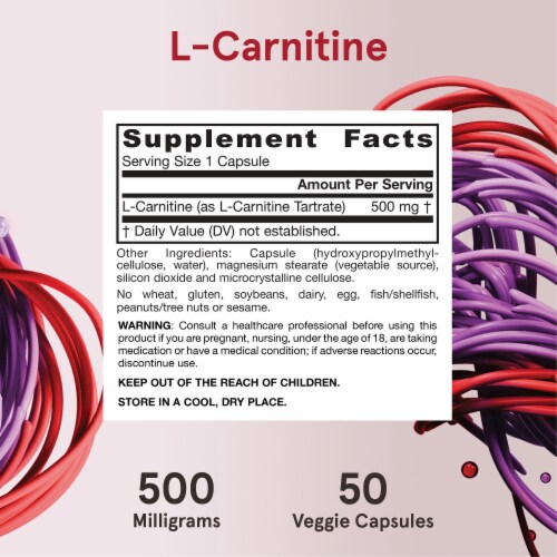Jarrow Formulas® L Carnitine Capsules 500 mg Perspective: bottom